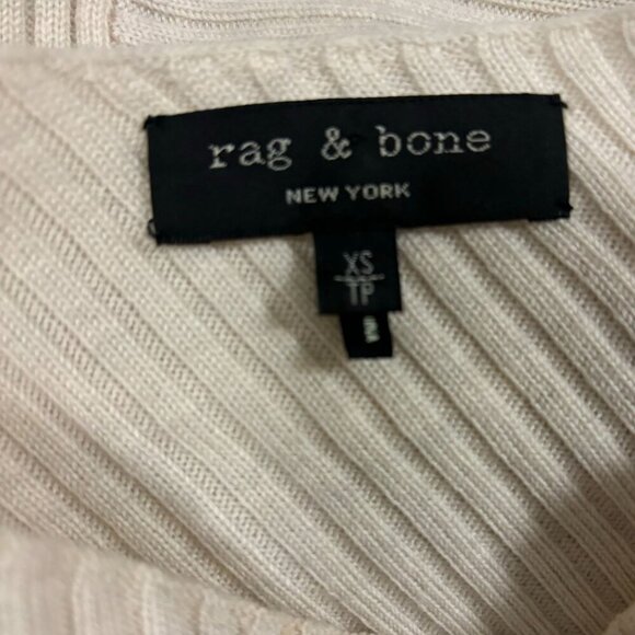 Rag & Bone Reanna Draped  Asymmetrical Ribbed Wool Poncho Sweater Size XS Ivory - Picture 8 of 9